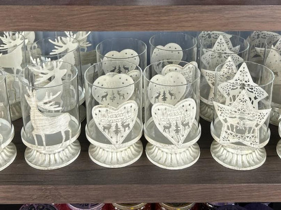 Winter Candle Holder - White Reindeer